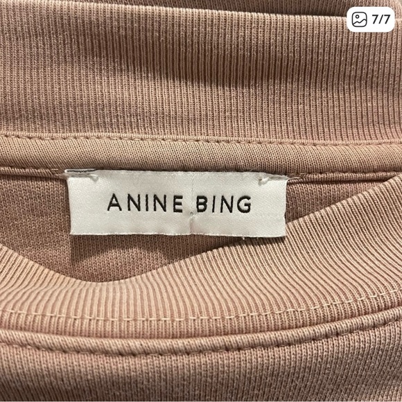 Anine Bing Satin Letter Crewneck Sweatshirt with Relaxed Oversized Fit - Picture 10 of 10